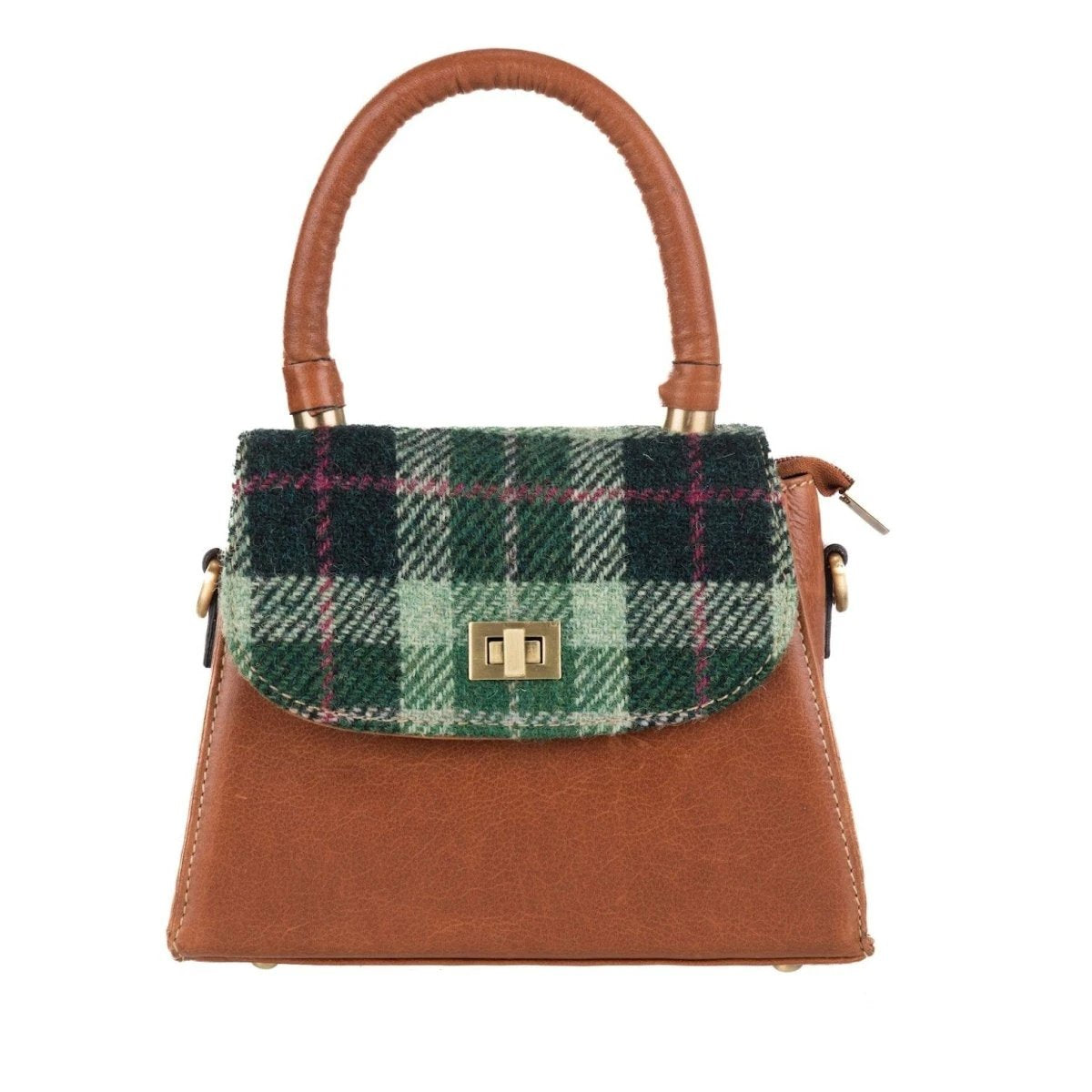 Small Groene Satchel Tas van Leer & Harris Tweed | Das Impex by MoodCompanyNL
