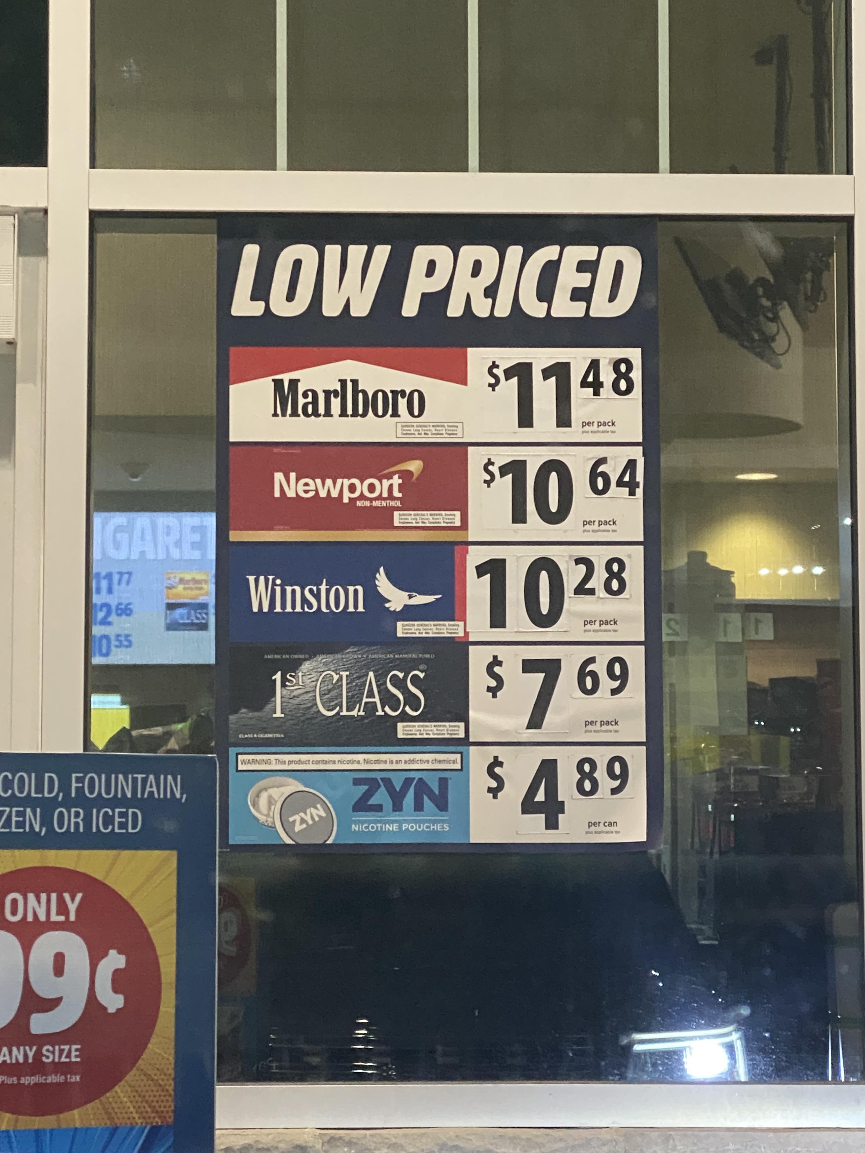 Enough talking about gas price. These are the prices for cigarettes in Boston, Massachusetts : r/pics