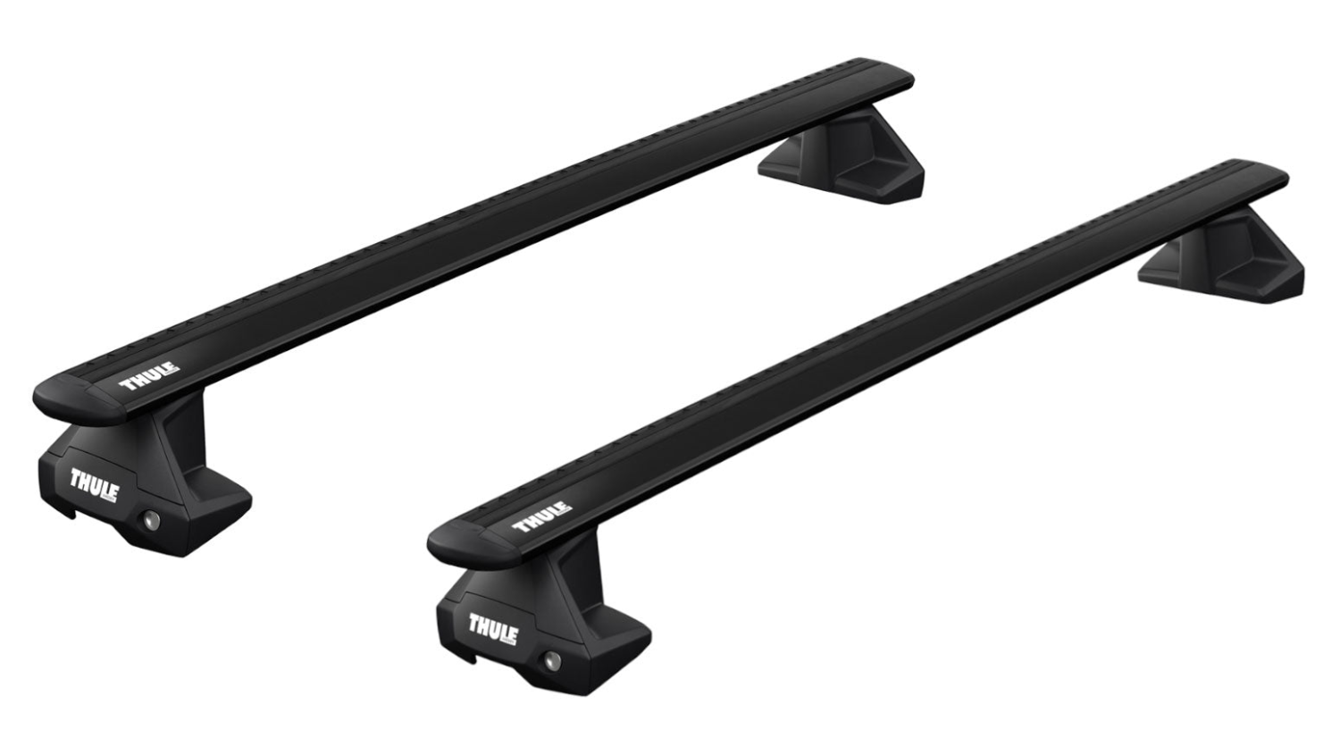Black Thule WingBar Evo roof rack to fit the CHEVROLET Silverado 4-dr Double Cab, 2014 - 2018