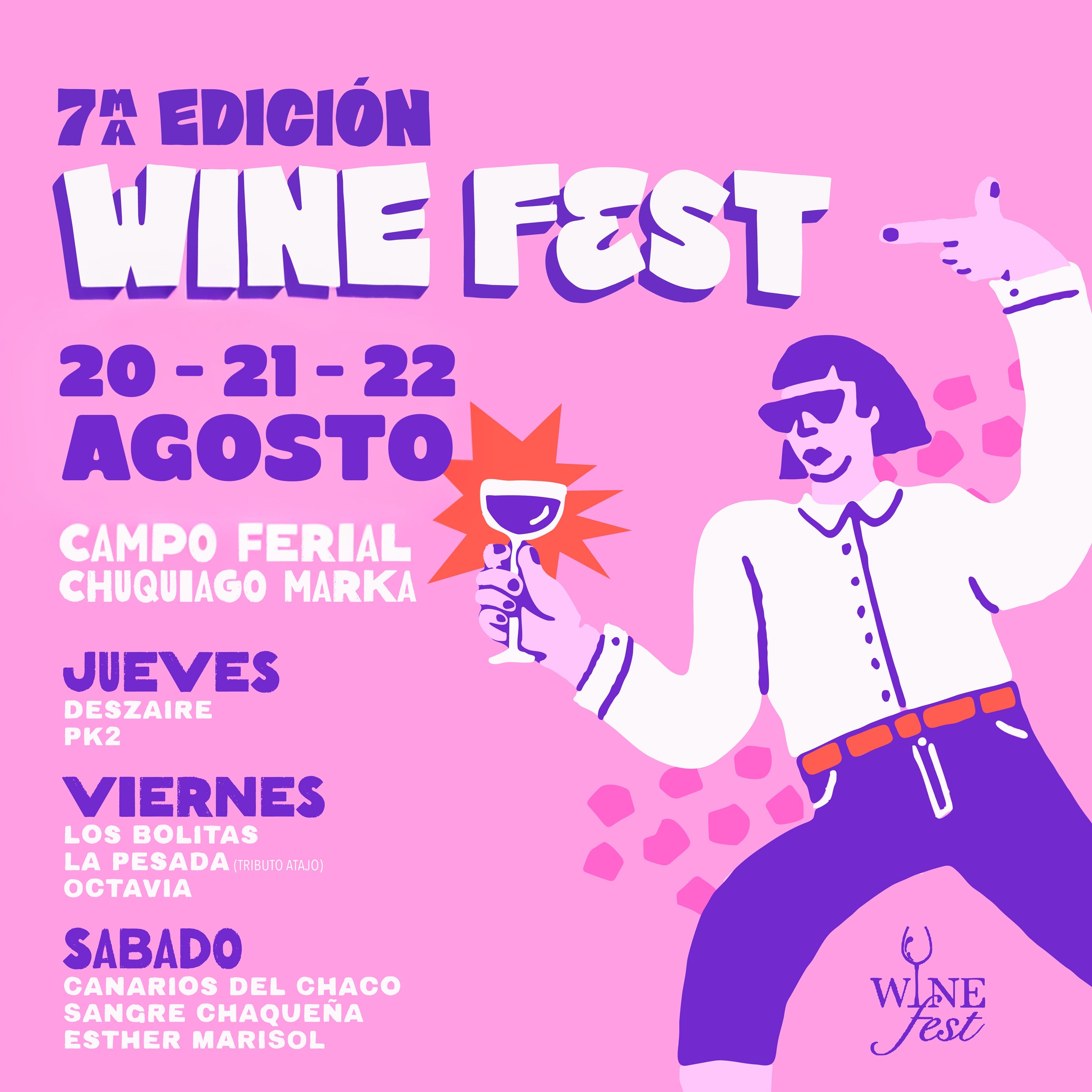 WineFest 2026 7ma Edición en La Paz Fecha Jueves 20 Agosto del 2026 Tipo Vip 1er día Mesa 11 Tier 1